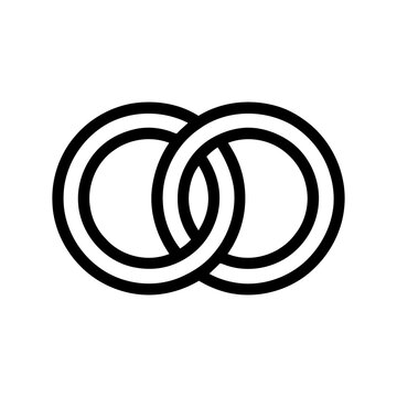 Two interlocking circles representing a wedding ring icon design