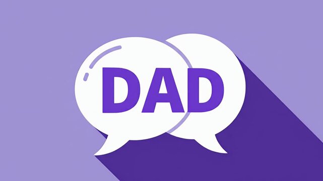 Speech bubbles with word dad against a purple background conceptual design