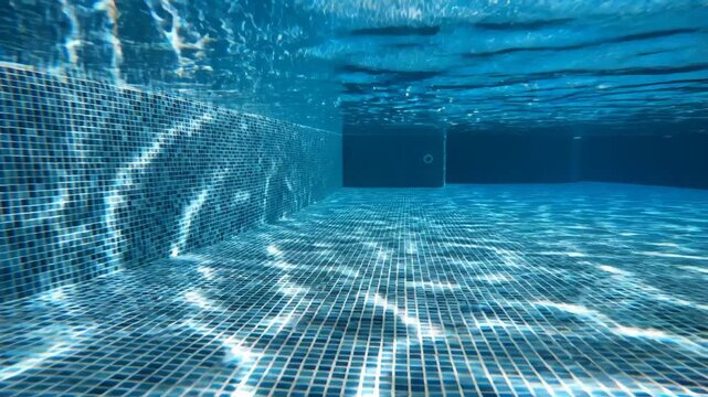 Underwater view of a tiled pool ideal for sleek commercial backgrounds and title sequences