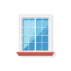 Obraz premium Illustration of a Traditional Window with Multiple Panes