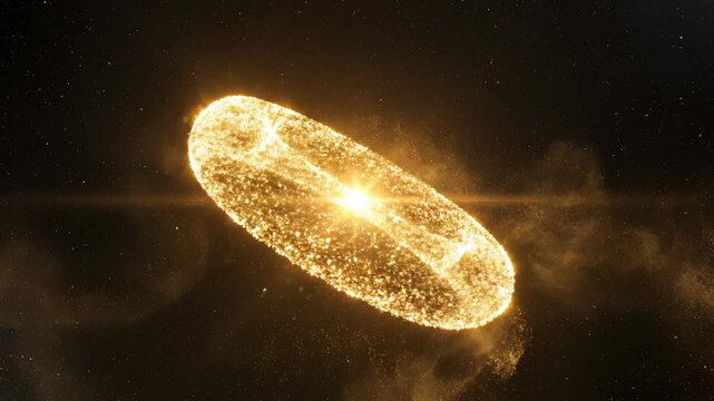 Golden ring of light in space perfect for UI/UX design and motion graphics