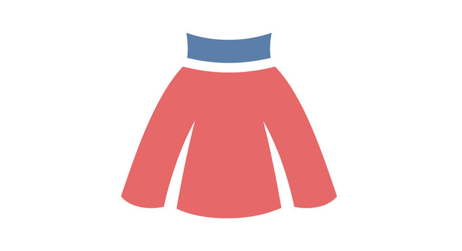Simple vector illustration of a coral sweater with a blue collar on a white background