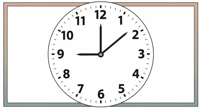 Analog clock face showing nine ten time