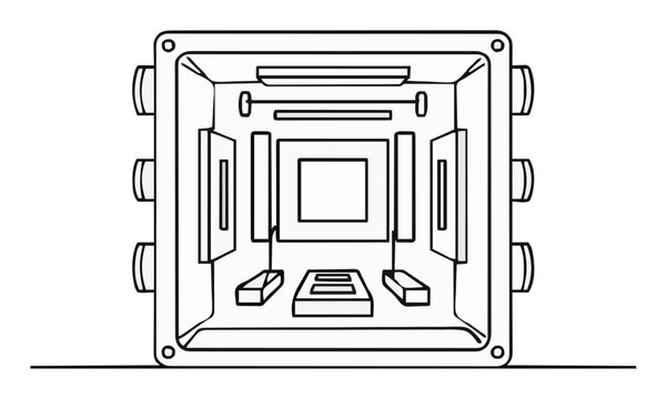 Amplifier exploded view line art vector icon design. Generative AI