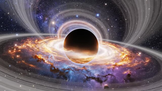 Black hole with accretion disk in space symbolizing conceptual art and dynamic energy
