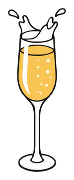 Champagne flute splashing liquid isometric vector il.... Generative AI