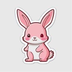 Fototapeta premium Cute Pink Kawaii Bunny Sticker