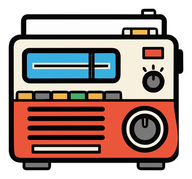 Retro pocket radio flat 2D vector illustration. Generative AI