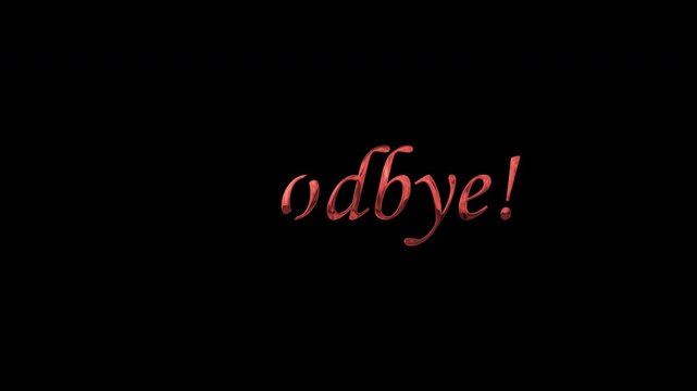 Elegant farewell animation with flowing text on black