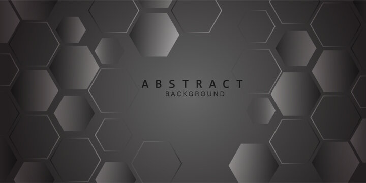 Abstract dark grey background with elegant 3D hexagon pattern and modern premium metallic gradient geometric texture. modern background hexagon.