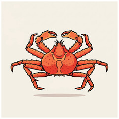 Red Crab Illustration with Claws Raised. © alfi rudi kurniawan