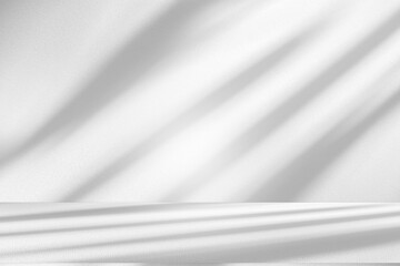Fototapeta premium Wall interior background, studio and backdrops show products.with shadow from window color white and grey. background for text insertion and presentation product 