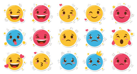 Fototapeta premium Cute Cartoon Emoticon Collection