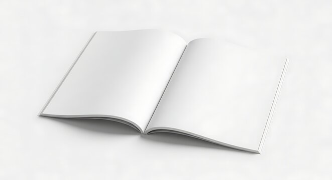 Blank Open Book Mockup on White Background.