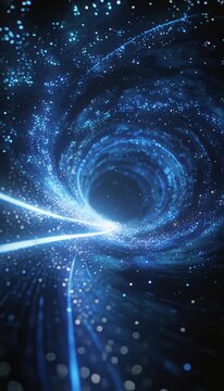 Glowing tunnel blue light abstract vortex cosmic energy space background particle swirl futuristic corridor magic portal sci fi data stream fantasy mood digital art wormhole galaxy immersive spiral