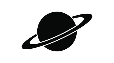 Saturn icon silhouette with rings, simple black planet illustration for space science astronomy theme and cosmic design © Sidratul Muntaha 4