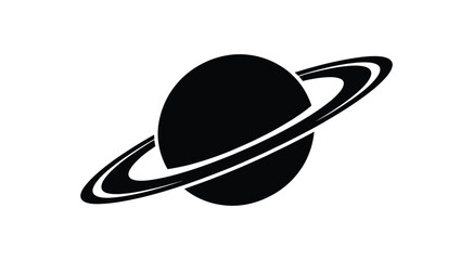 Saturn icon silhouette with rings, simple black space planet illustration © Sidratul Muntaha 4