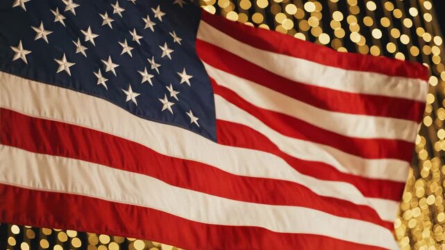 American flag with bokeh lights for creative digital media and visual arts