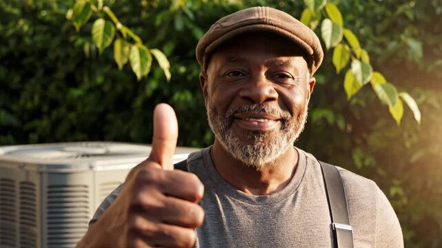 Smiling man in cap with outdoor unit representing diversity, inclusion, and modern society