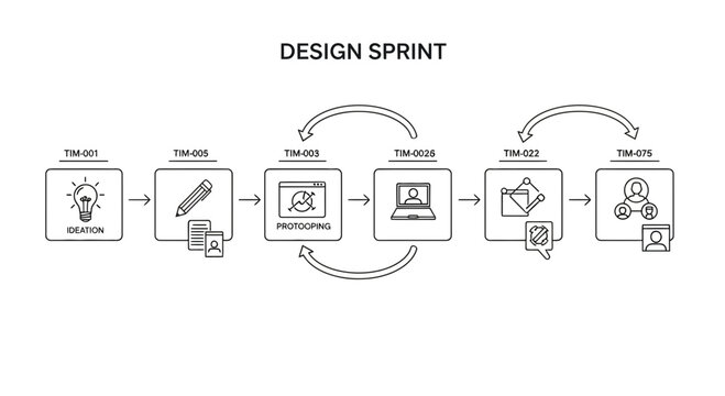 Design sprint, workflow diagram, business process, vector illustration, agile methodology