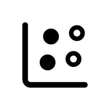 Abstract scatter plot and data node icon for complex information mapping and network visualization.