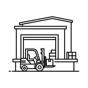 Warehouse loading dock with forklift.