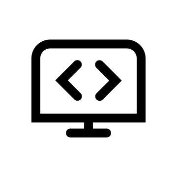 Code Monitor Icon, Programming Screen Symbol, Developer Interface UI Element for Web and App Design