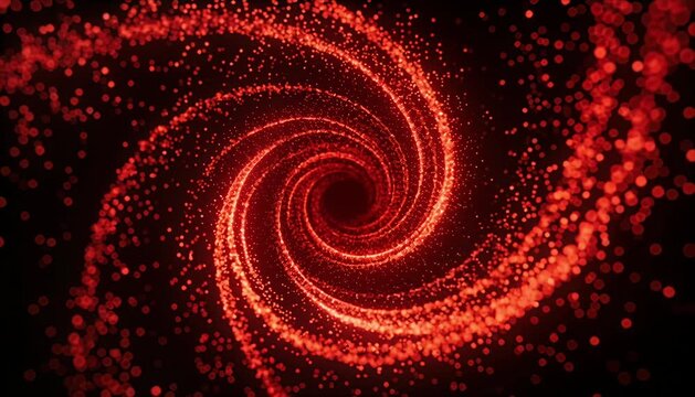 Red particle swirl glowing spiral abstract background light vortex red bokeh glitter dust energy tunnel motion blur cosmic pattern digital art hypnotic particle wave cosmic energy futuristic design