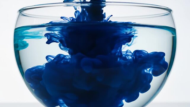 Blue ink dispersing in water emphasizing environmental sustainability and eco-tourism