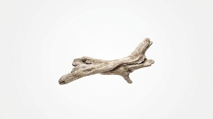 Fototapeta premium Natural dry weathered driftwood branch piece isolated on white background