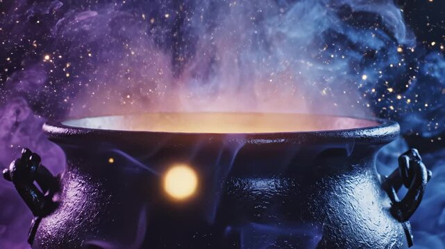 Magic cauldron with colorful smoke ideal for sleek commercial backgrounds and title sequences