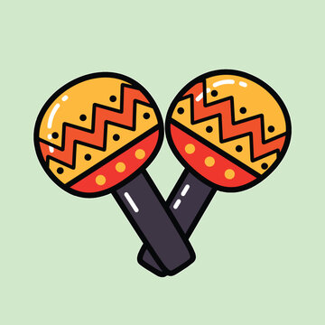 Colorful hand drawn maracas musical instrument illustration.