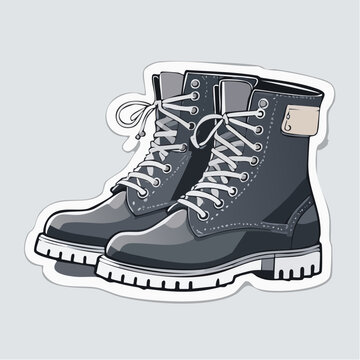 Illustration of a pair of black lace-up combat boots