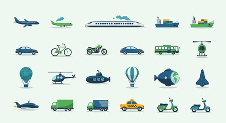 Transportation Vehicles Icons. © aviin