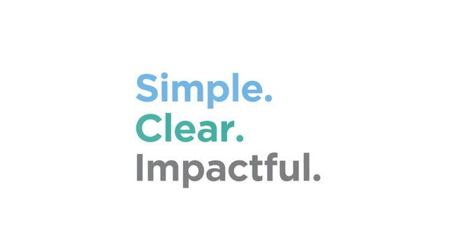 Simple, Clear, Impactful Text in Blue, Teal, Gray on White