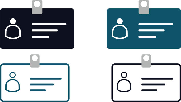 Set of simple identification name badge icons with user profile symbols in various colors Vector