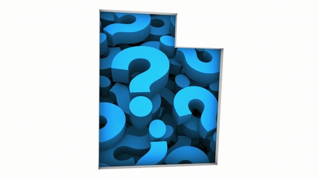 Utah UT State Map Question Marks Ask FAQs Best Place Location 3d Animation