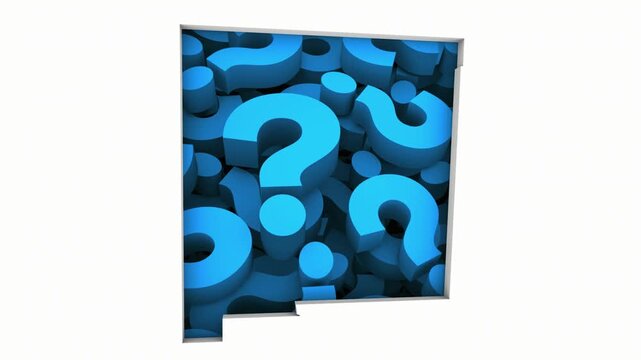 New Mexico NM State Map Question Marks Ask FAQs Best Place Location 3d Animation