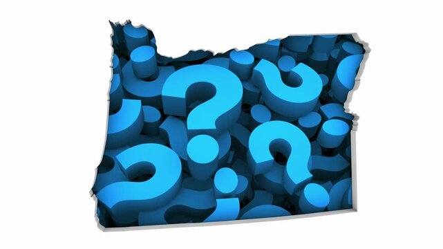 Oregon OR State Map Question Marks Ask FAQs Best Place Location 3d Animation