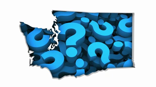 Washington WA State Map Question Marks Ask FAQs Best Place Location 3d Animation