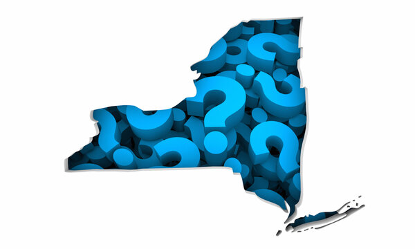 New York NY State Map Question Marks Ask FAQs Best Place Location 3d Illustration