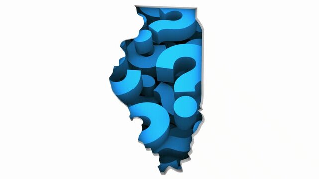 Illinois IL State Map Question Marks Ask FAQs Best Place Location 3d Animation