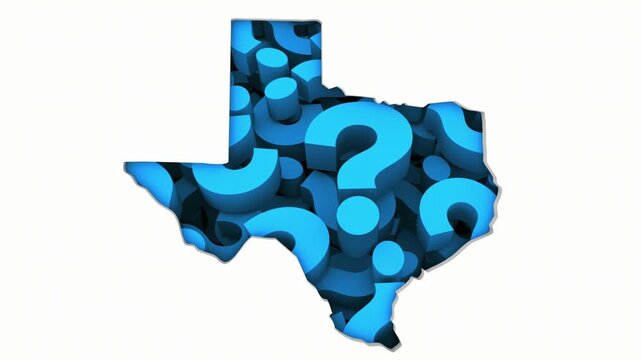 Texas TX State Map Question Marks Ask FAQs Best Place Location 3d Animation