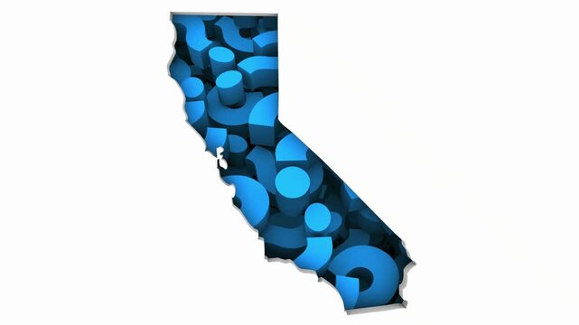 California CA State Map Question Marks Ask FAQs Best Place Location 3d Animation