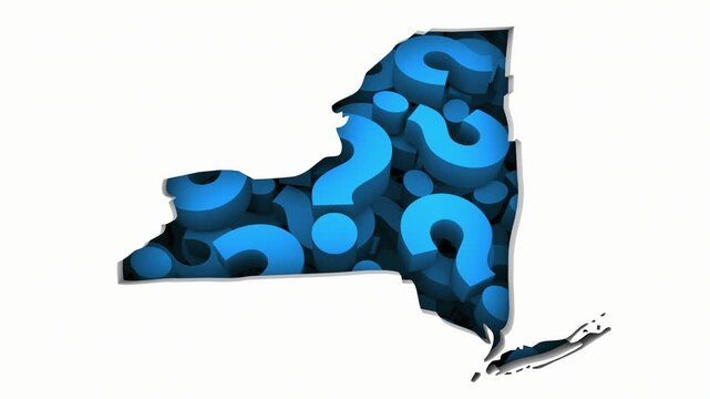 New York NY State Map Question Marks Ask FAQs Best Place Location 3d Animation