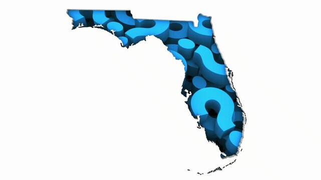 Florida FL State Map Question Marks Ask FAQs Best Place Location 3d Animation