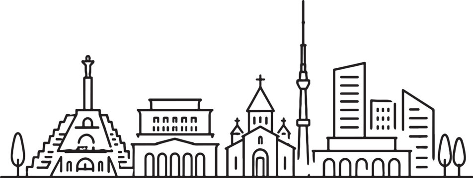 Armenia City Skyline Icon Minimal Line Art Vector