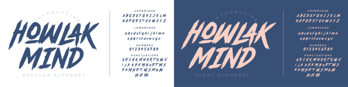 "howlak mind" bold brush stroke font with graphic design