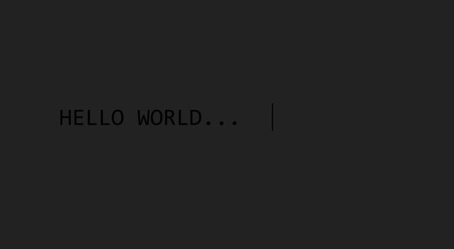Typing hello text on computer animation