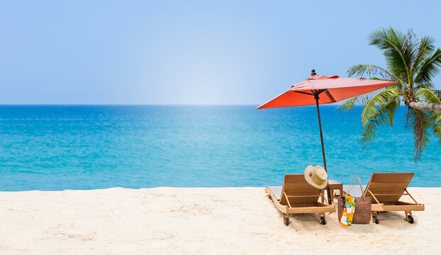 Tropical beach background, summer season holiday, Relaxing by the sea